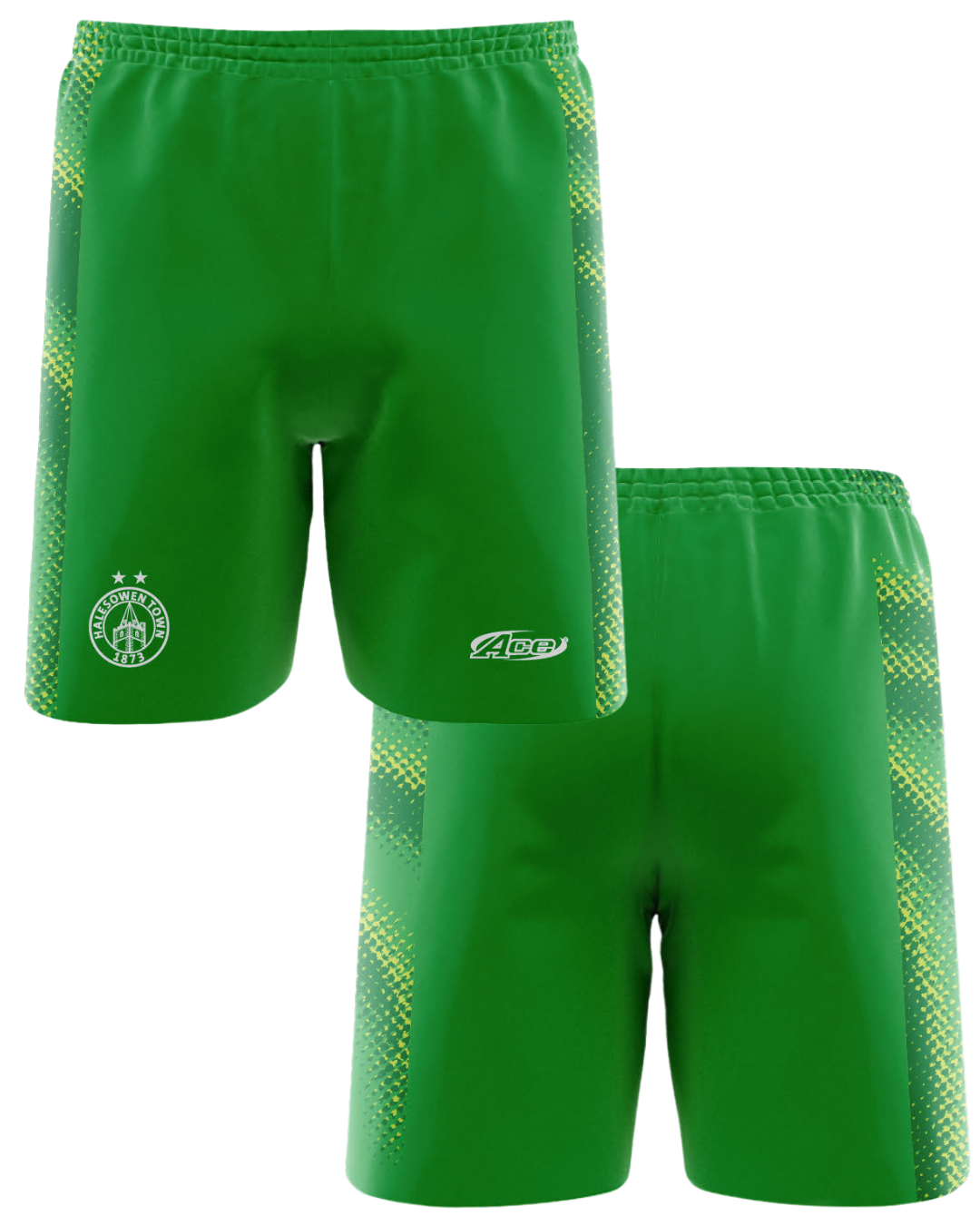 Yeltz Green GK Shorts for the 25/26 .Sizes XSY to 6XL. Pre-Order online, stock available from Club Shop from 19th July 2025.